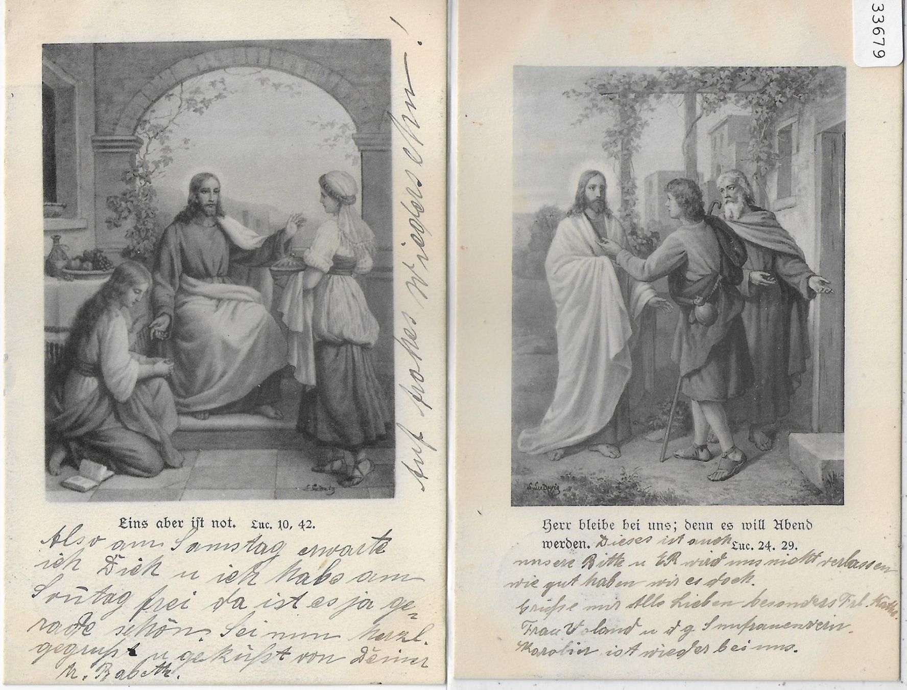 Cartoline postali: 2 AK - Bibelszenen mit Jesus – Usato da Ettingen venduto da Kartenplanet