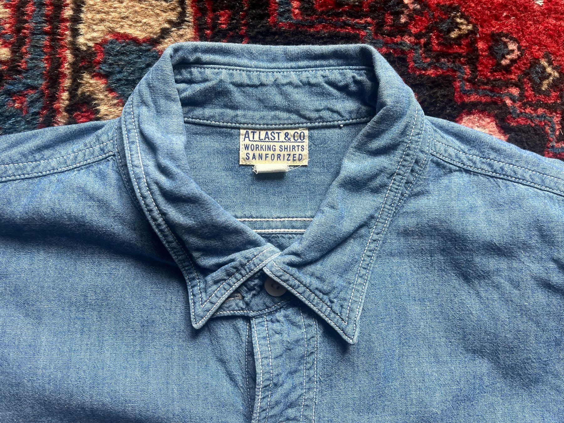 Camicie: At Last & Co, Chambray Hemd, Grösse 15.5 – Usato da Zürich venduto da Adelmax 1