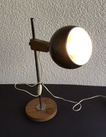 Lampe de bureau vintage bois et métal marron réglable
