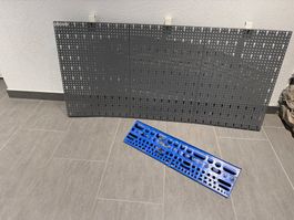 Lochwand mit Zubehörtasche Grau Metall Grösse 120x60cm