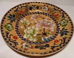 SEHR SCHÖNER GEMALTER TELLER,-HAND GEMACHT,-13 CM RUND
