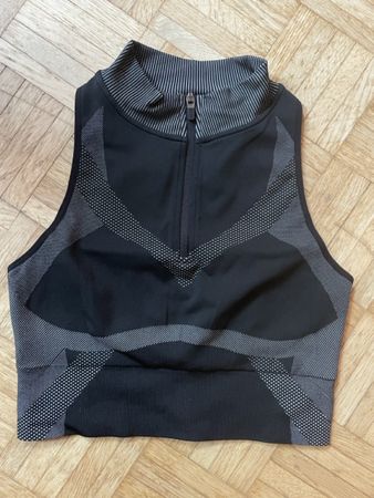 Sexy Sport Oberteil mit Reissverschluss Gr. M, schwarz grau