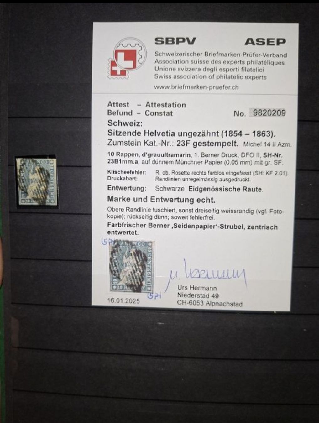Tutti i francobolli: Strubelsammlung kat. 20000 – Usato da Balgach venduto da SIMEON27 1