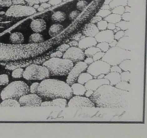 Grafica & Litografie: Lithographie Boot am Ufer "Erbsenschotten" (Signiert) – Usato da Illnau venduto da chiara041 1