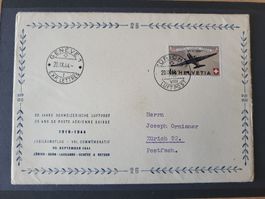 1944, Flugpostbeleg nach Zürich  ET