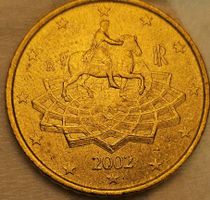 Moneta  Euro 50 Cent 2002 Italia con cavaliere
