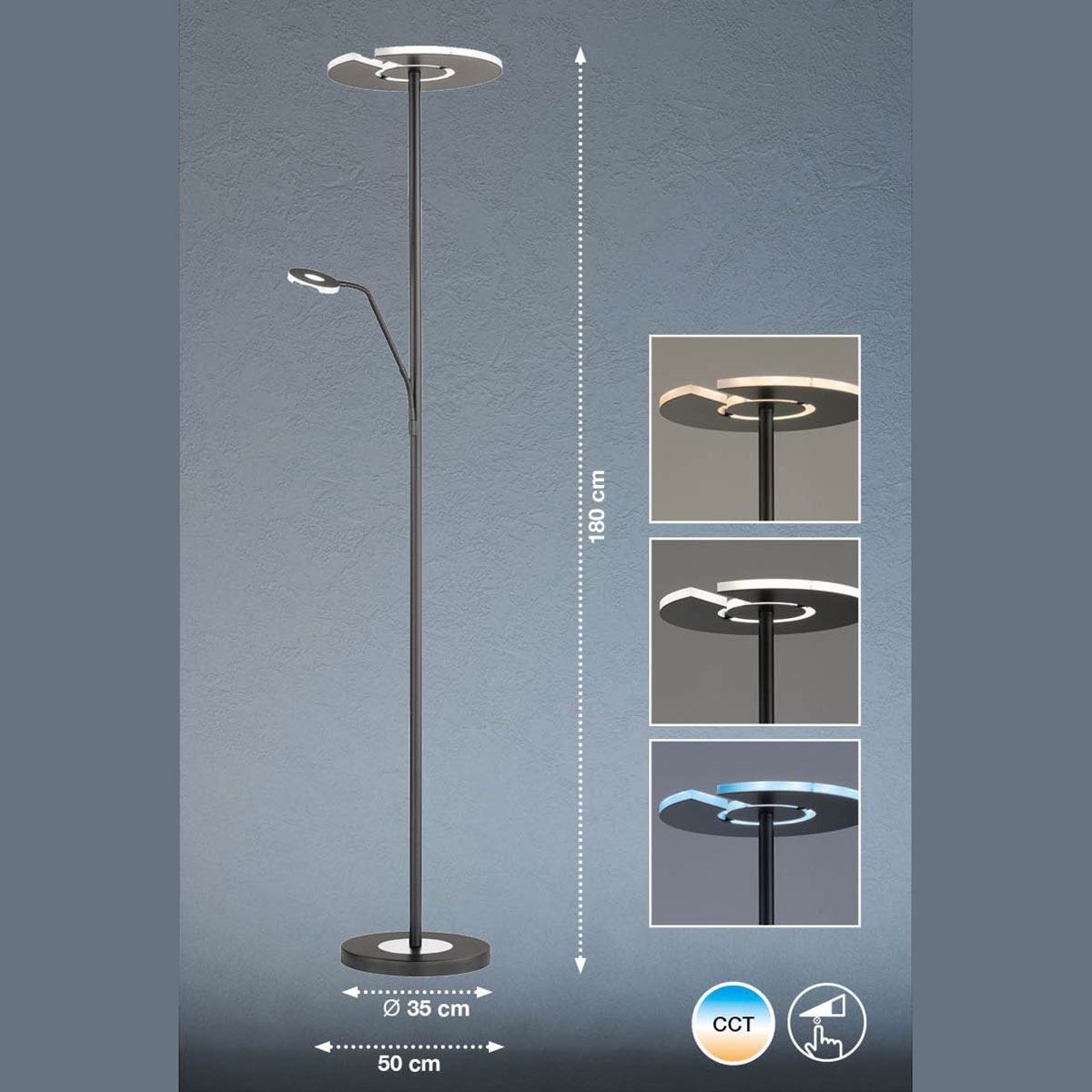 Lampen: LED Stehleuchte, Schwarz, 180 cm Höhe – Neu (gemäss Beschreibung) aus Kreuzlingen von Smart-Light 1
