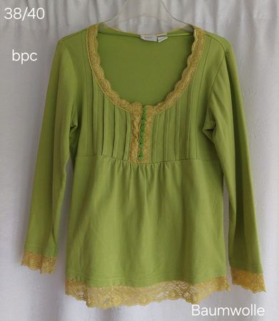 Bpc Shirt, Gr. 38/40, Grün mit Spitze, Baumwolle