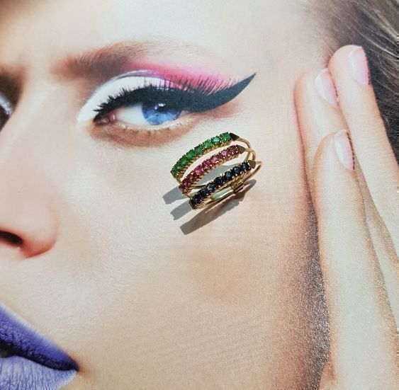 Bagues: Juw.Ring, 8 Smaragde, 8 Rubine+ 8 Safire – Neuf (Voir description) à Unterägeri par Altgoldschmuck 9