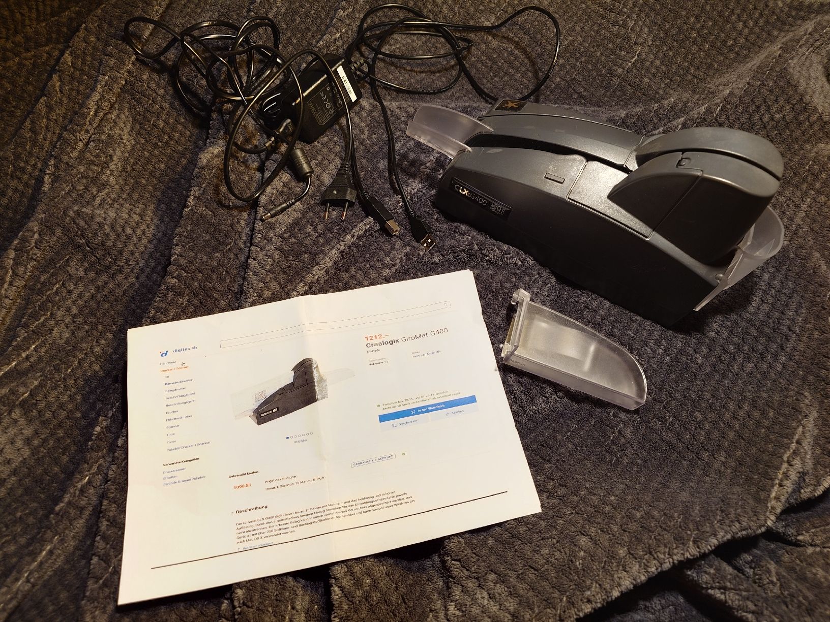 Crealogix Scanner: Crealogix Giromat G400 Swiss QR Code Scanner – Usato da Einsiedeln venduto da Stradivarius0815