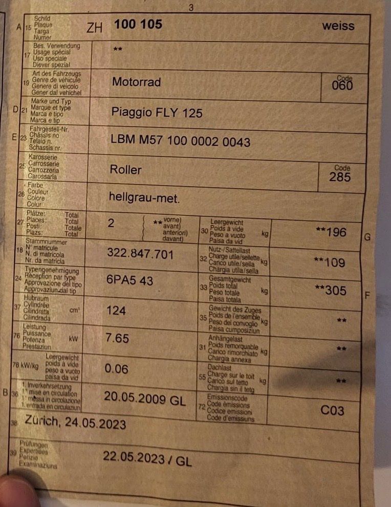 Piaggio Scooters: Piaggio Fly 125 2009 – Gebraucht aus Zürich von Sutecs 9