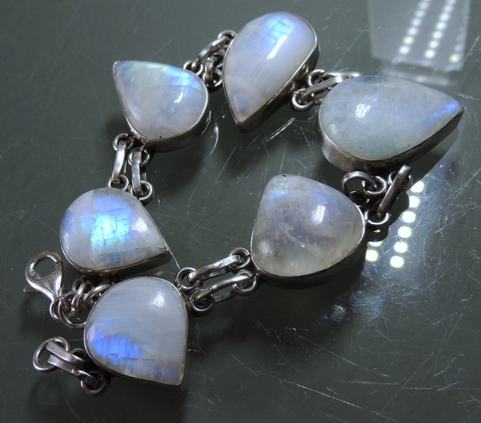 Bracciali & Braccialetti: Rainbow moonstone  Silber 925 Armband 20 cm – Usato da Waldenburg venduto da schaller707
