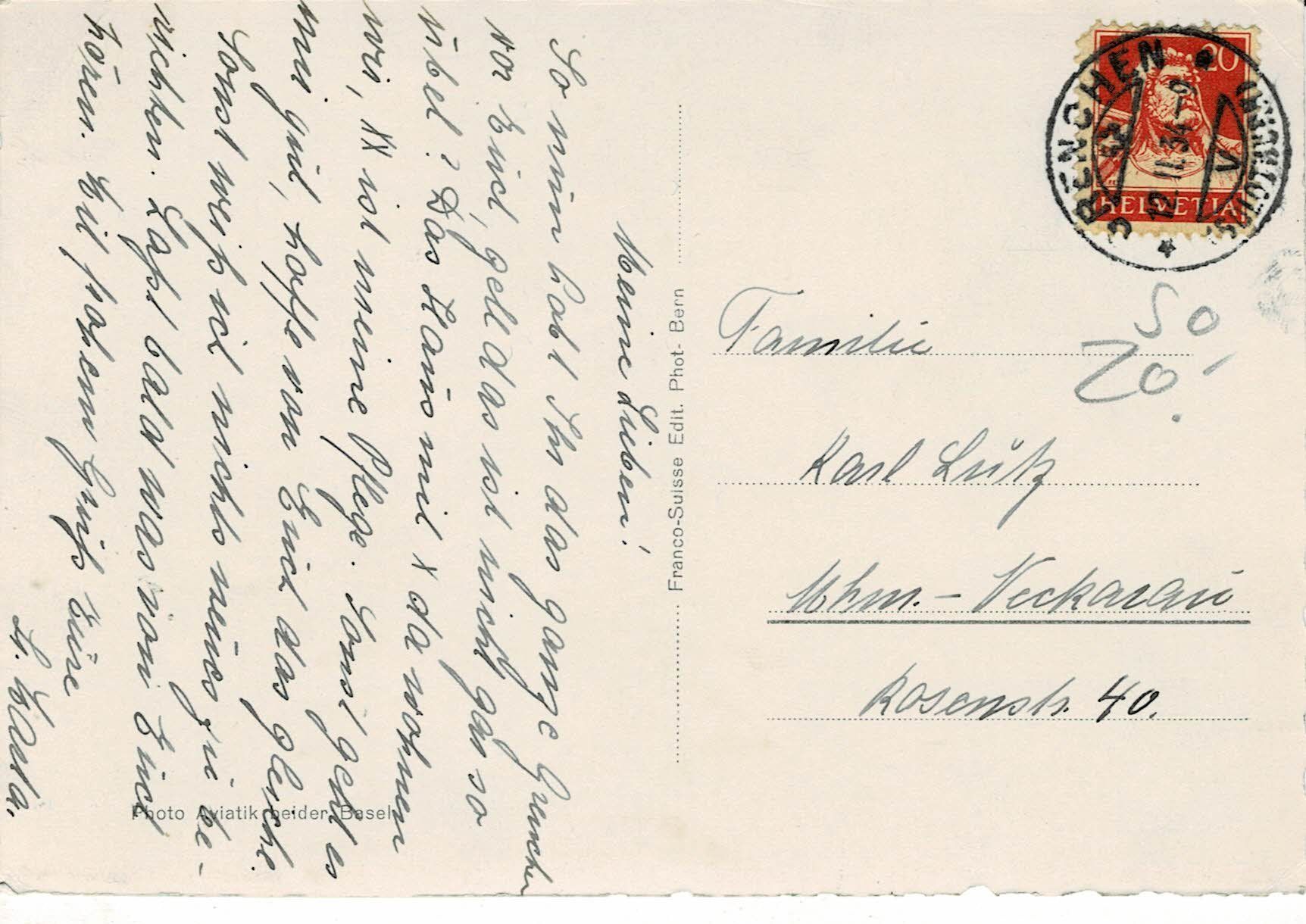 Cartoline postali: G 8833 GRENCHEN -  GRANGES SO gel. 1934! – Usato da Hergiswil NW venduto da Kartenfrau 1