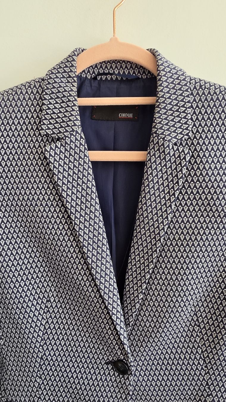 Giacche: Cinque Blazer Geometric Pattern Blue White Size 36 – Usato da Zug venduto da Cramoisan 1
