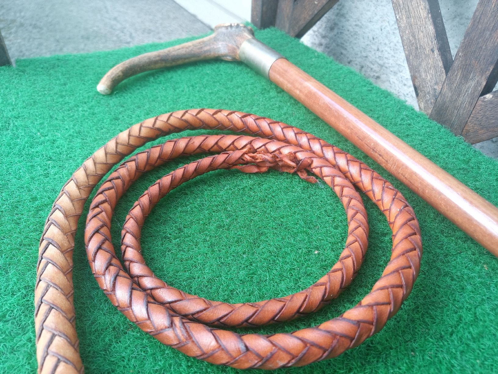 Sonstiges Tierzubehör: Lederpeitsche mit Horn-Griff und Holz - Peitsche – Gebraucht aus Reiden von Zofi-Brocki 3