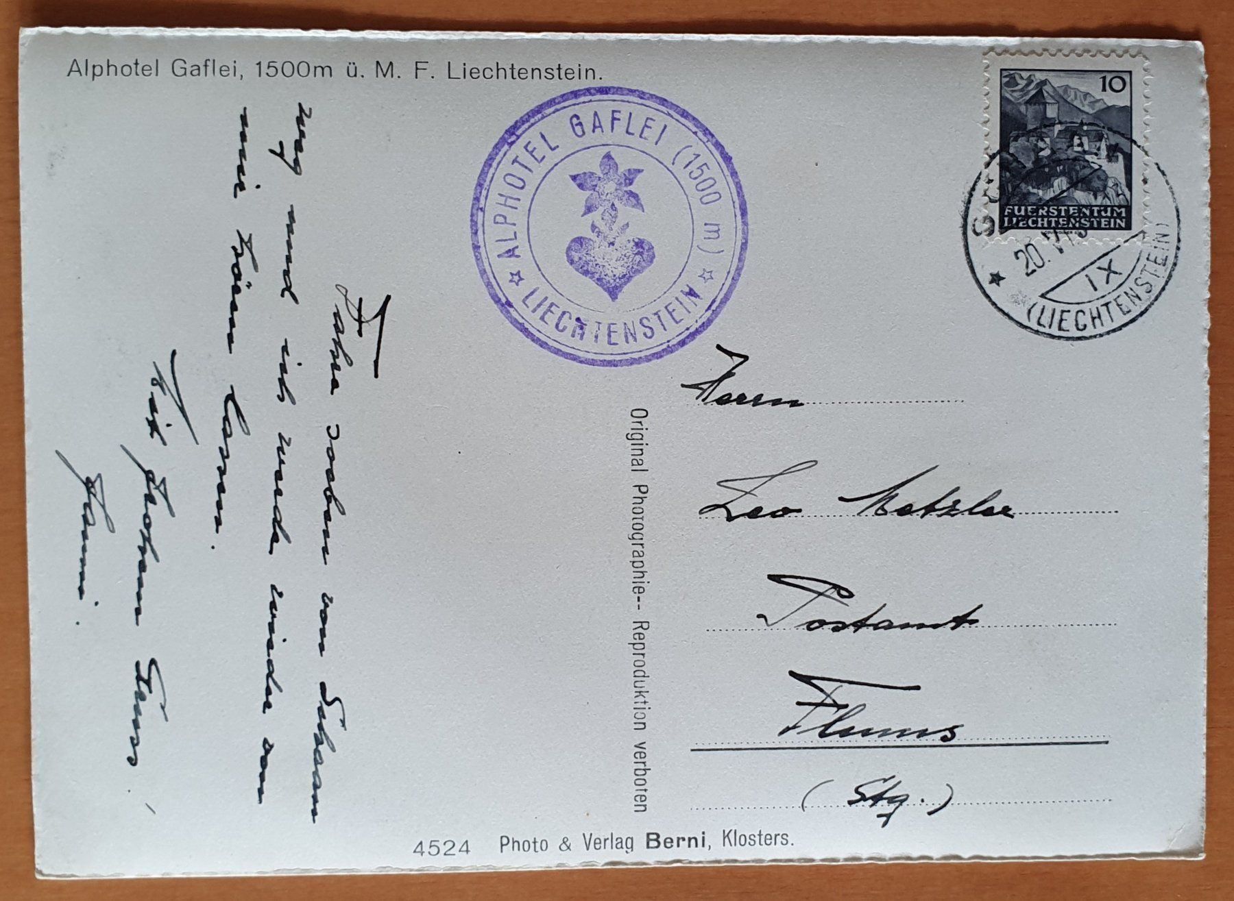 Cartoline postali: Alphotel Gaflei – Usato da Kreuzlingen venduto da Rschweiz1 1