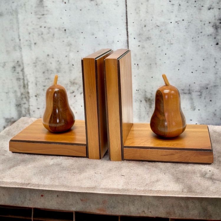 Grand Serre-livres Vintage En Cuir - Marron - Lot De 2 - Occasion