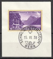 1938 Bundesfeiermarke Tellskapelle mit Ersttagstempel
