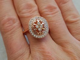Ring mit Zirkonia, vergoldet 585, 4g, size 9 (59)
