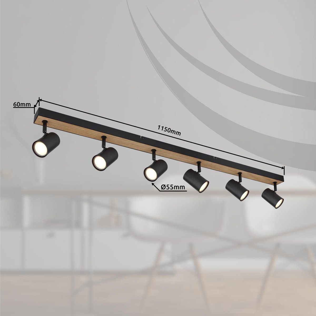 Lampade: 6er Strahler, Schwarz, 115 cm x 6 cm – Nuovo (secondo la descrizione) da Kreuzlingen venduto da Smart-Light 2