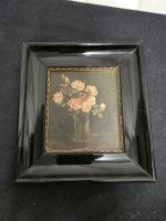 Kleines Blumenbild Rosen in schwarzem Rahmen 19x21 cm