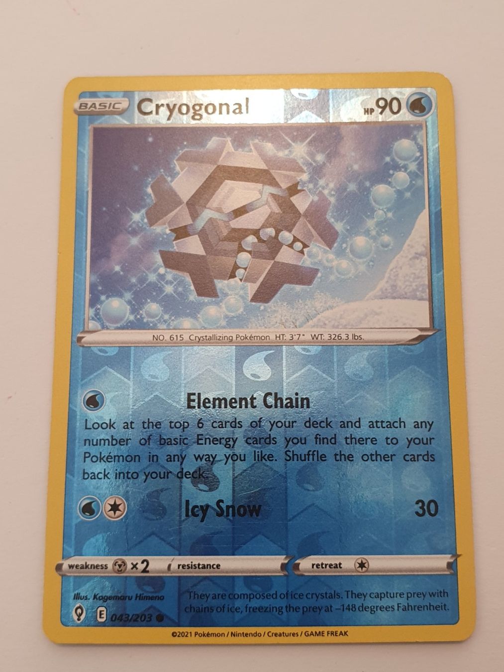 Pokémon Sammelbilder & Trading cards: Cryogonol / Pokémon 2021 / Reverse Holo – Gebraucht aus Oberdorf BL von BaldenEagle