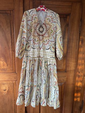 Sommerliches Maxikleid Baumwolle Paisley Muster, Gr. M-L,