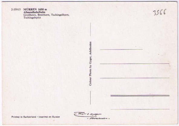 Cartoline postali: Mürren - Standseilbahn Allmendhubel – Usato da Binningen venduto da Mountainrider 1