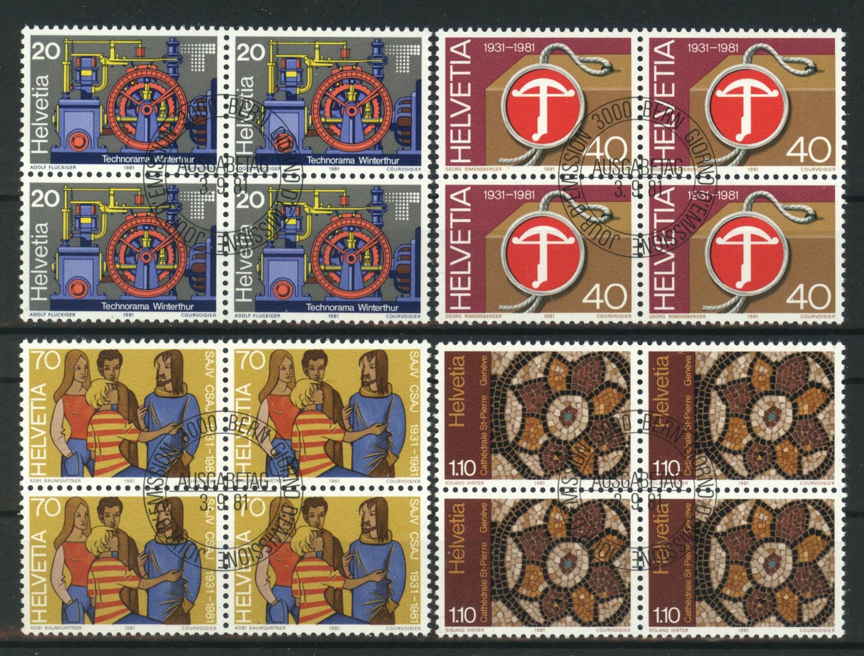 Tutti i francobolli: 1981, Sonderpostmarken, Viererblöcke, ET – Usato da Willisau venduto da Vollstempel