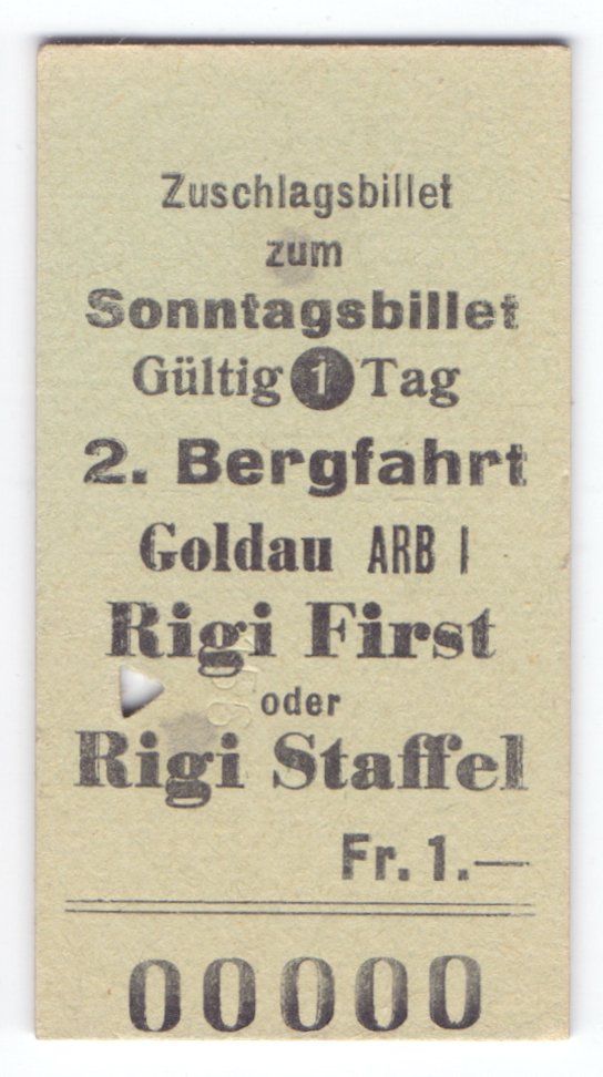 Biglietti: Billette Goldau ARB - Rigi First oder Rigi Staffel – Usato da Langenthal venduto da Sammlungs_aus