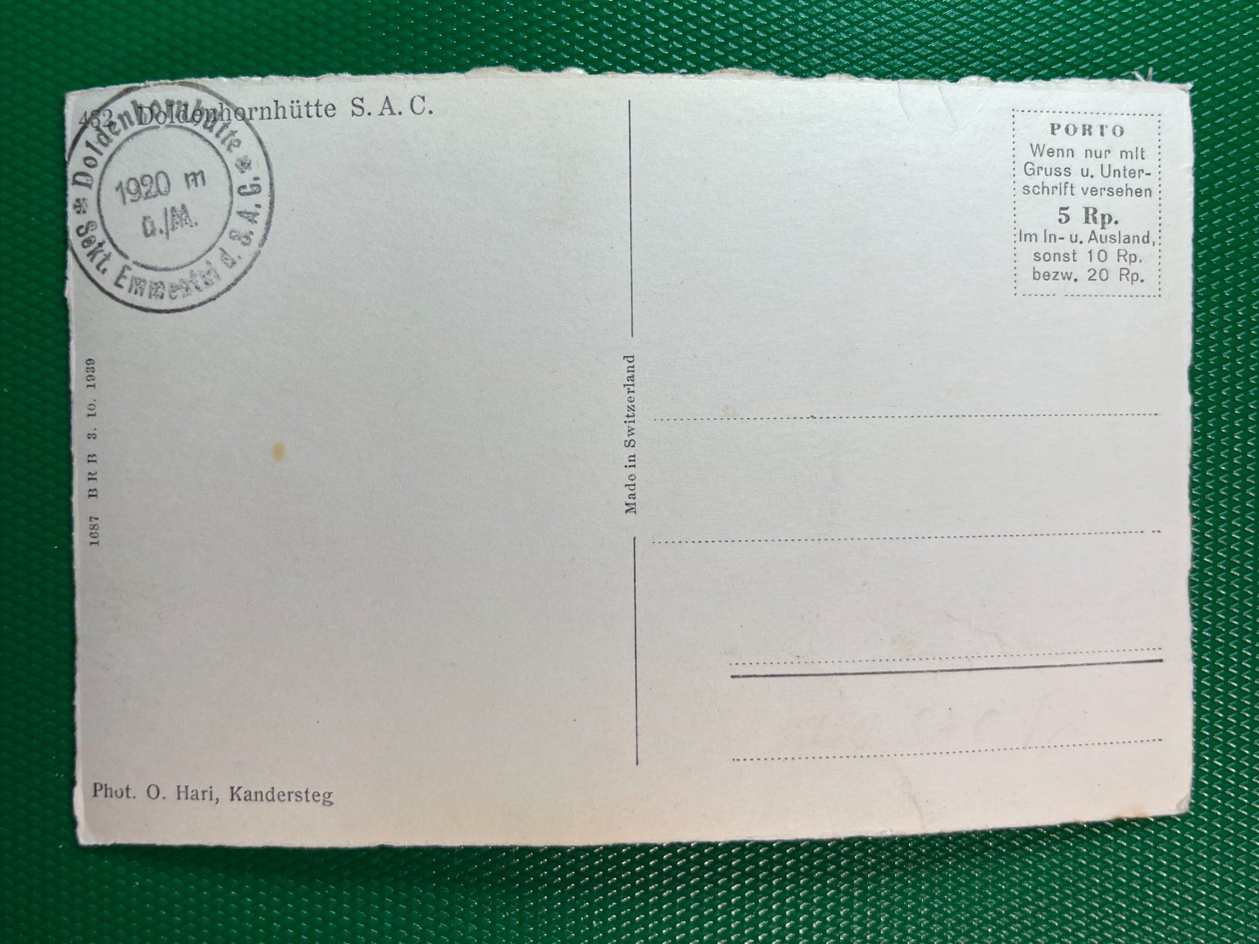 Cartoline postali: Doldenhornhütte S.A.C. – Usato da Steg VS venduto da _vinci_ 1