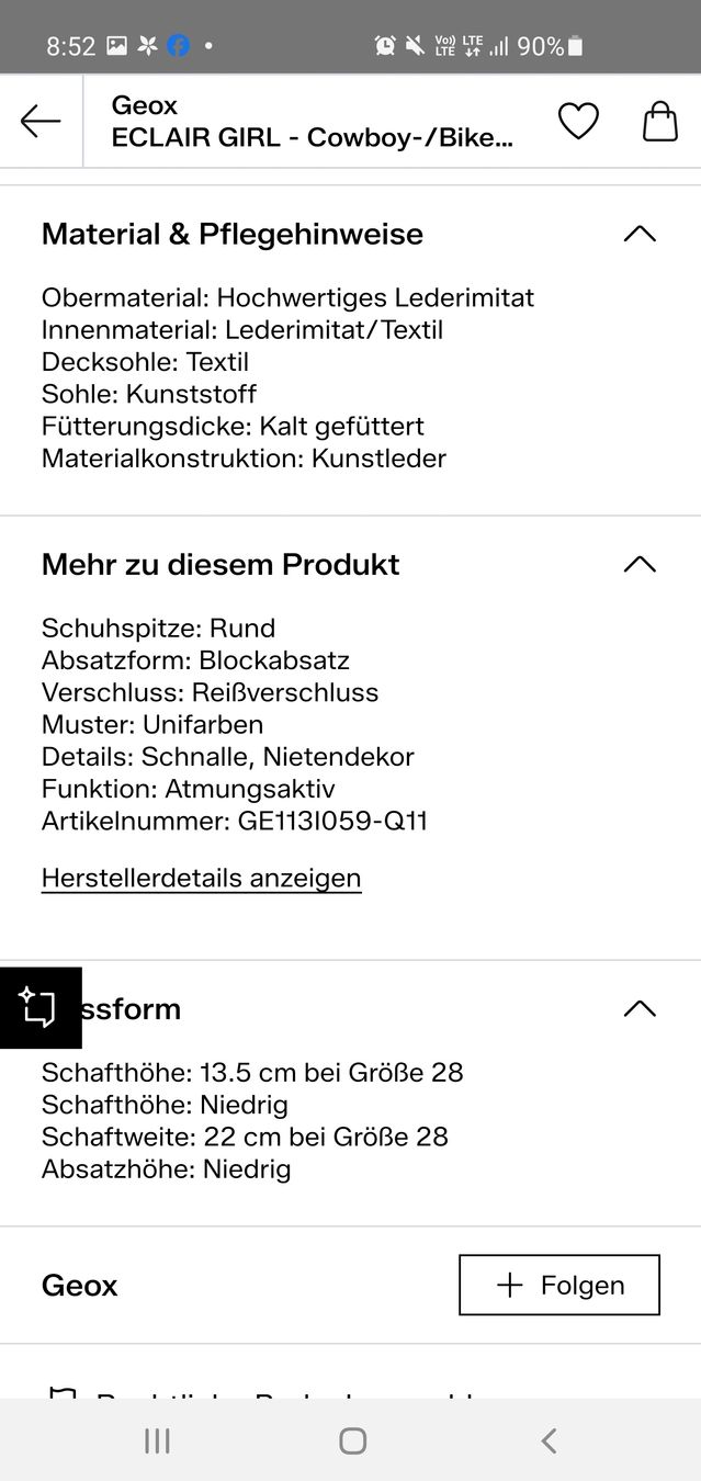 Geox Chaussures garçon: Geox Mädchen Stiefel, Gr. 35 – D'occasion à Frauenfeld par BeneFull 9