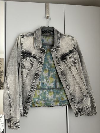 Gina Laura Jeansjacke Grau Gr.40, Innenmuster, Top Zustand!