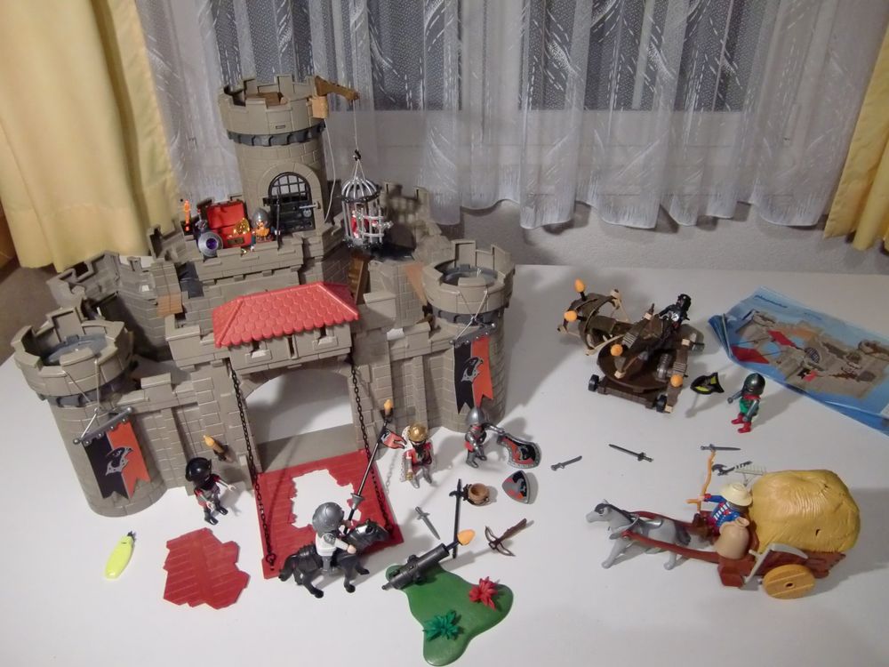 PLAYMOBIL 6001 LOT château chevalier faucon complet EUR 129,18