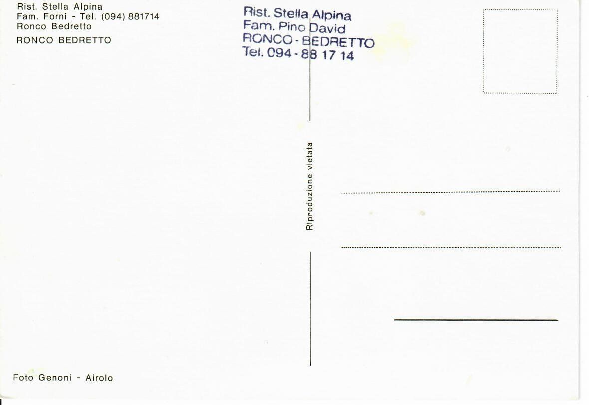 Cartoline postali: Rist. Stella Alpina - Ronco Bedretto – Usato da Hochdorf venduto da Ziegel-16 1
