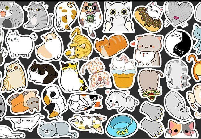 50 Stk. Sticker/Aufkleber - Kawaii kleine Katzen (Neu und ...
