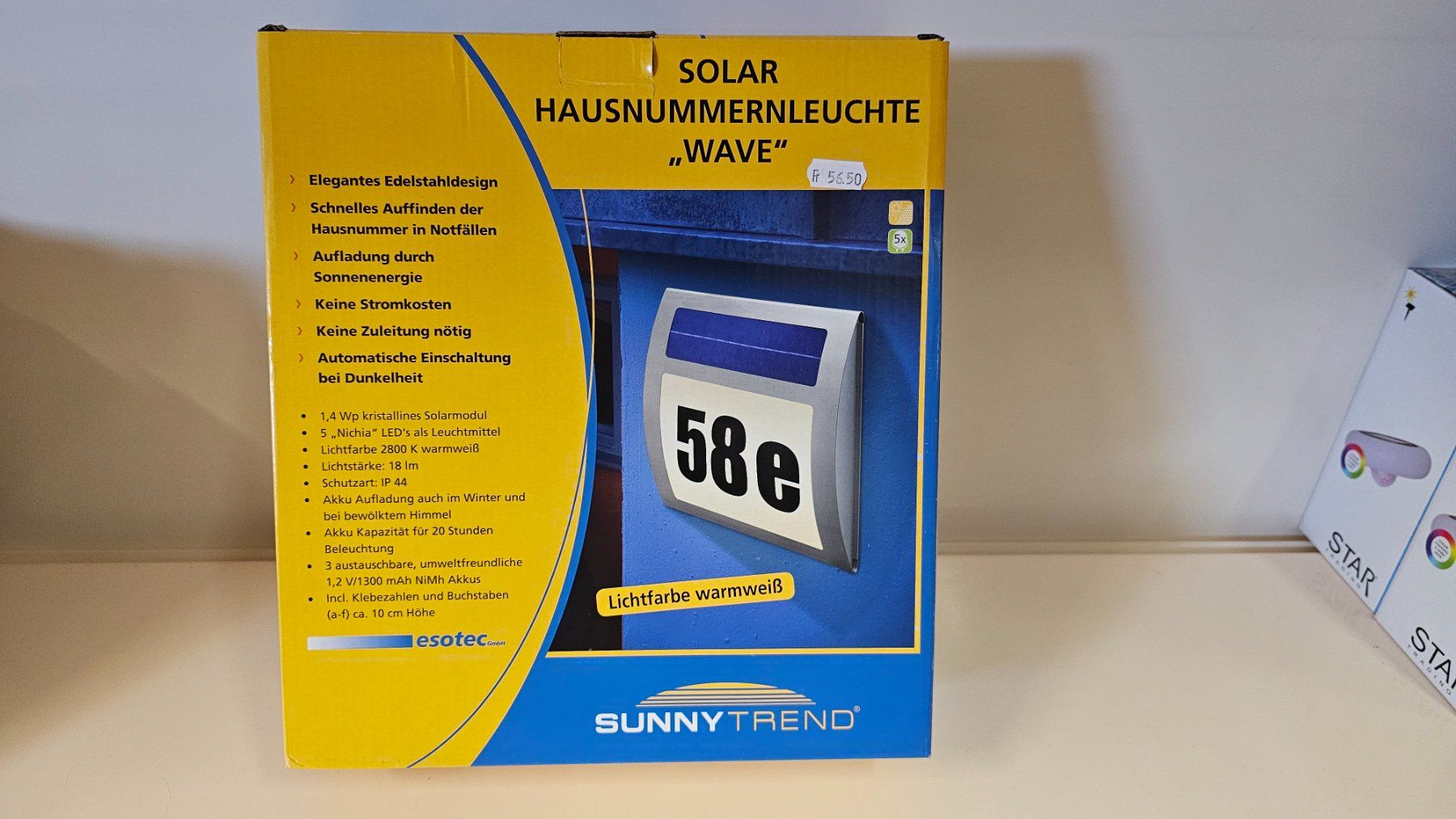 Solargeräte und Solarprodukte: Solar Hausnummer WAVE von Esotec – Neu und originalverpackt aus Koppigen von Bracher_Mail-House 1