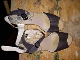 Braune Sommer Keilsandalen Gr. 39 - Vintage Look