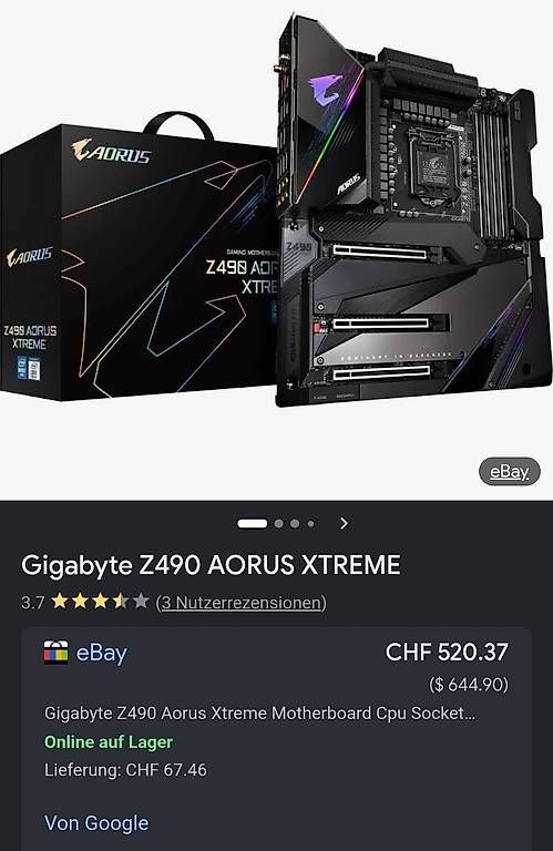 Intel Schede madri: AORUS Z490 EXTREAM – Usato da Unterengstringen venduto da Baldyman 4
