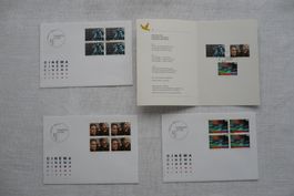 1995 3 FDC + 1 Faltbl. 100 Jahre Kino 4er-Blocks SBK 882-884