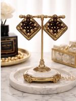 Handmade Earrings - Burgundy & Gold - Glamorous Look!