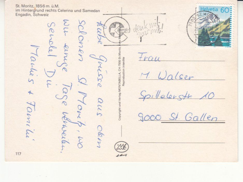 Cartoline postali: St. Moritz 1993 – Usato da Bürglen TG venduto da StampGraf 1