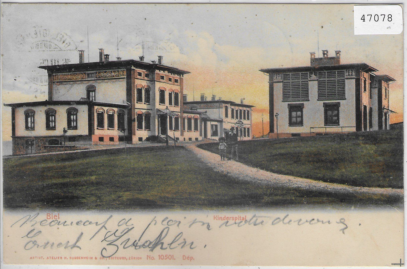 Cartoline postali: Biel - Kinderspital 1905 - animee – Usato da Ettingen venduto da Kartenplanet