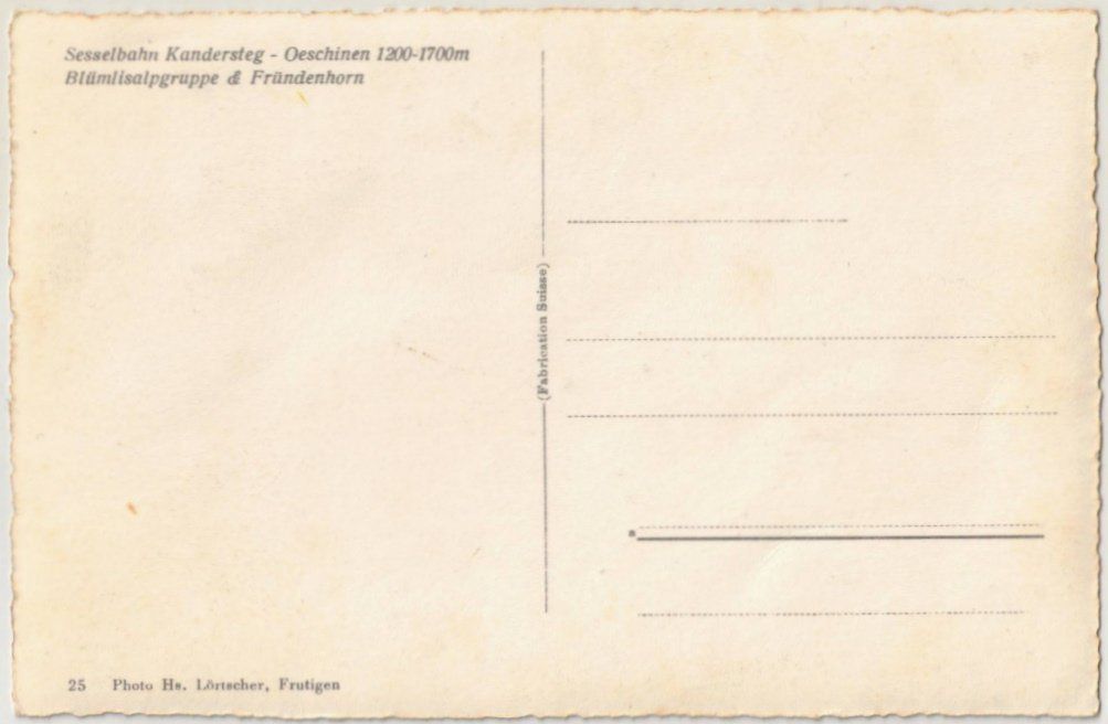 Cartoline postali: Kandersteg - Sessellift Oeschinen – Usato da Binningen venduto da Mountainrider 1