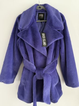 River Island Jacke Felljacke Kunstfelljacke Blauviolett Neu