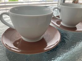 2x Cappuccino Barista Tassen mit Unterteller VEGA, vintage