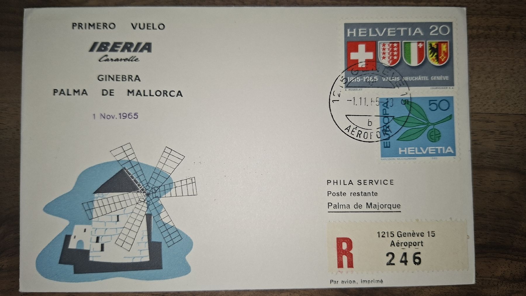 Alle Briefmarken: Iberia Palma de Mallorca 01.11.1965 – Gebraucht aus Balgach von SIMEON27