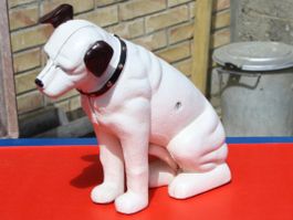 HIS MASTERS VOICE NIPPER HUND FIGUR KÄSSELI SPARDOSE