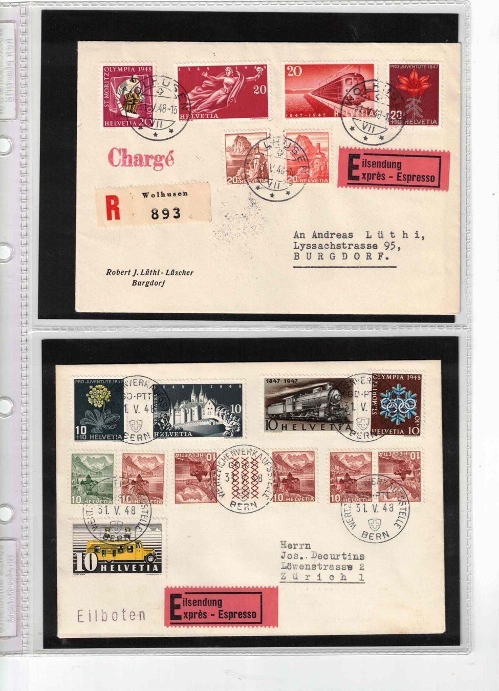 Tutti i francobolli: Aus Ausstellungs Sammlung Eilbriefe ! – Usato da Bibern SH venduto da Heinibuehrer