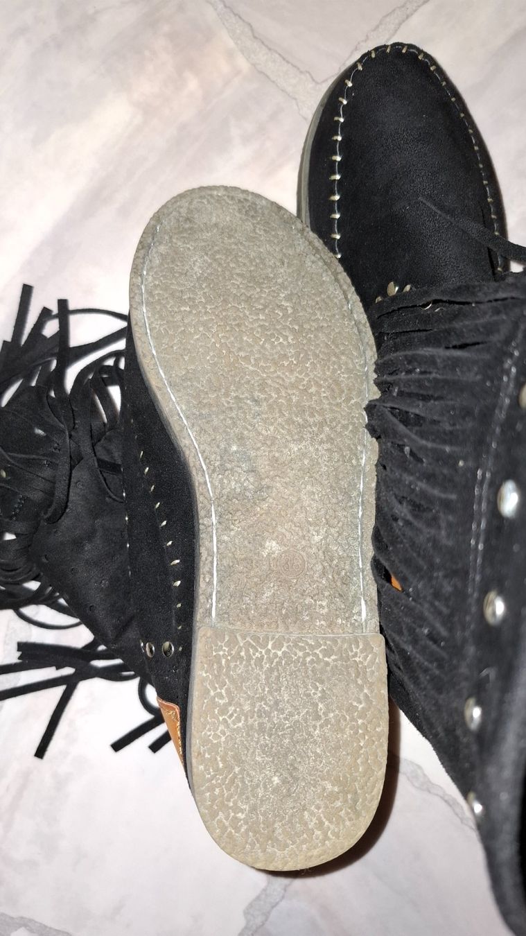 Scarpe da donna: Schwarze Fransenstiefel, Grösse 38 – Nuovo (secondo la descrizione) da Plagne venduto da Reticulum01 1